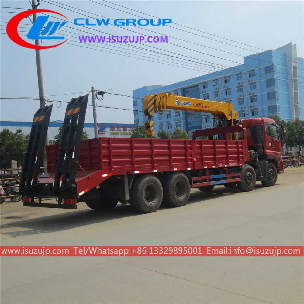 Dongfeng 20 ton flatbed truck with crane for sale