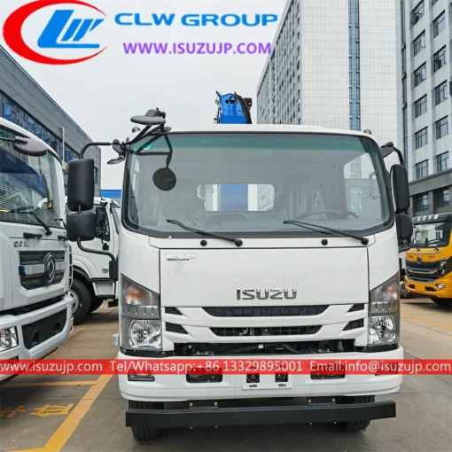 Isuzu ELF lorry truck mounted crane with sleeping cabin